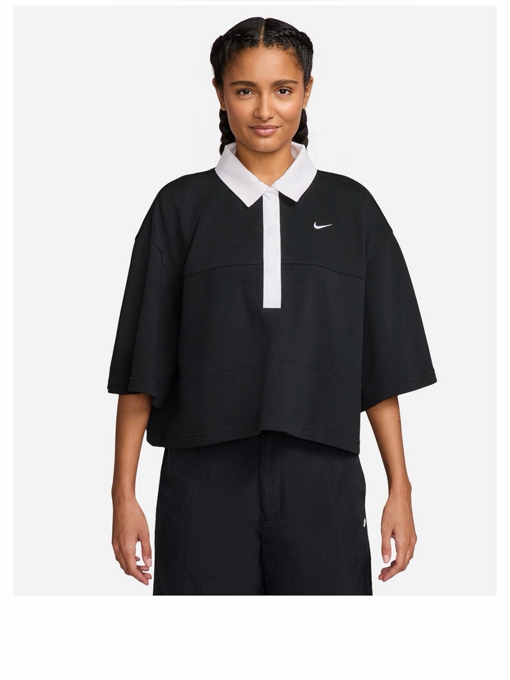 Nike Black and White Short Sleeve Polo Tee